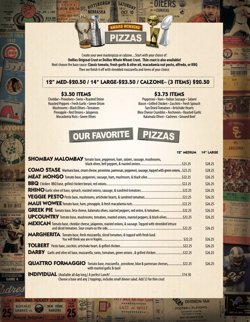 Menu Dollies Menu