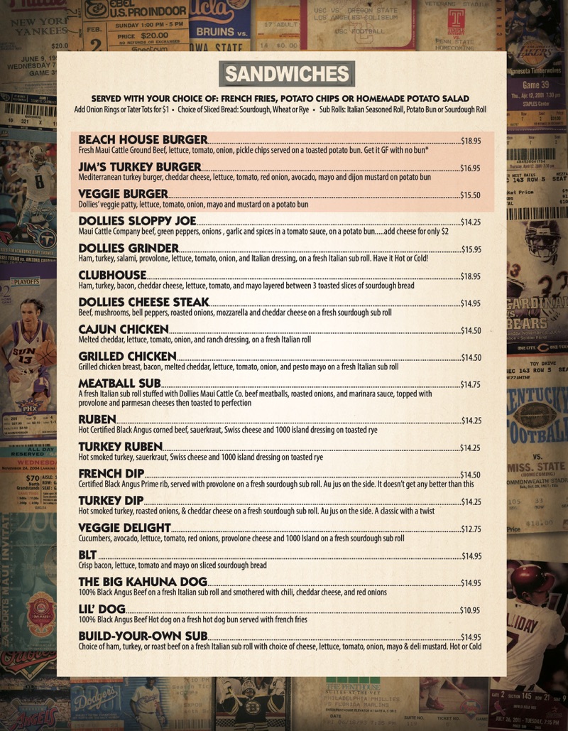 Menu Dollies Menu